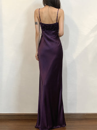 Elegant Purple Square Spaghetti Straps Prom Dress, Evening Dress, PD381961