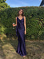 Elegant Royal Purple V-Neck Ruffles Maxi Satin Prom Dress, Evening Dress, PD28231258
