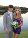 Sparkly Purple Rhinestones Off Shoulder Short Homecoming Dress with Fringe, HC382287
