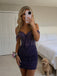Sparkly Purple Rhinestones Off Shoulder Short Homecoming Dress with Fringe, HC382287
