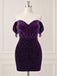 Sparkly Purple Rhinestones Off Shoulder Homecoming Dress with Fringe, HC382287