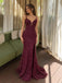 Elegant Purple Lace Beaded Backless Mermaid Prom Dress with Slit, Evening Dress, PD37744