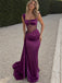 Elegant Purple Satin Beaded Pleated Mermaid Evening Dress, Prom Dress, PD28231279