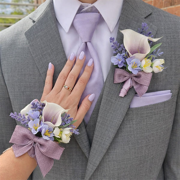 Prom Corsage & Boutonniere Set- Matching Floral Style
