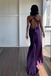 Simple Purple Satin Hlalter Criss Cross A-line Prom Dress, PD3823021