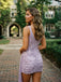 Sparkly Purple Sequins Pleaded Short Homecoming Dress, HC382298