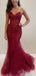 Stunning Red Sequins Spaghetti Strap Mermaid Long Prom Dress, Tiered Tulle Evening Dress, PD3823002