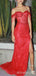 Sparkly Red Beading Off the Shoulder Prom Dress with Slit, Evening Dress, PD3822964
