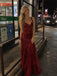 Elegant Burgundy Sequin V-Neck Ruffled Tiered Evening Dress, Prom Dress, PD28231303