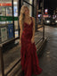 Elegant Burgundy Sequin V-Neck Ruffled Tiered Evening Dress, Prom Dress, PD28231303
