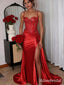 Sparkly Red Sequins Mermaid Prom Dress with Slit, Evening Dress, PD2823052
