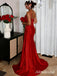 Sparkly Red Sequins Mermaid Prom Dress with Slit, Evening Dress, PD2823052