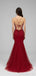 Stunning Red Side Slit Backless Mermaid Long Prom Dress, Lace Applique Evening Dress, PD3823003