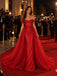 Gorgeous Red Beaded Off Shoulder Mermaid Evening Gown with Overskirt, Prom Dress, PD28231304