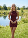 Sparkly Red Sequins Halter Short Homecoming Dress, HC382299