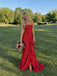 Elegant Yellow Strapless Ruffles Corset Prom Dress with Slit, Evening Dress, PD382266