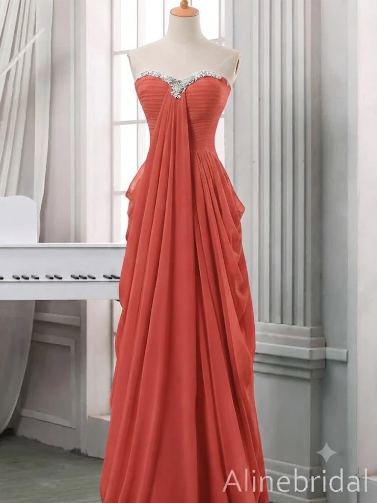 Elegant Mint Green Chiffon Strapless A-line Prom Dress with Crystal Beaded Bodice, PD3823000