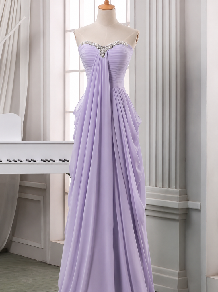 Elegant Mint Green Chiffon Strapless A-line Prom Dress with Crystal Beaded Bodice, PD3823000