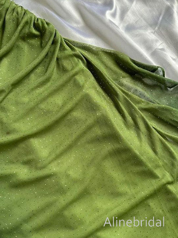 Vintage Green Halter Ruffled Tulle Prom Dress, Evening Dress, PD3822993