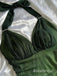 Vintage Green Halter Ruffled Tulle Prom Dress, Evening Dress, PD3822993