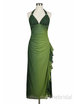 Vintage Green Halter Ruffled Tulle Prom Dress, Evening Dress, PD3822993