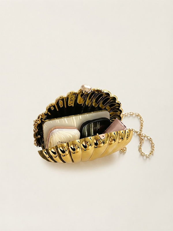 Metallic Gold Seashell Clutch Bag