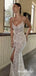 Sparkly Silver Beaded Prom Dress-High Slit Low Back Sheath Evening Gown, PD3614