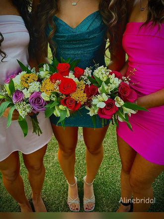 Shimmery Spagthtti Straps Ruched Teal Green Short Homecoming Dress, PD382273