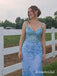 Sparkly Blue Lace Mermaid Prom Dress with Corset Bodice, PD3823038