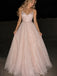 Sparkly Pink Spaghetti Straps A-line Tulle Prom Dress, Evening Dress, PD28231270