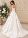 Elegant Ivory Square Neck Satin A-line Wedding Dress, PD38048