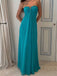 Chic Peacock Blue Strapless A-line Maxi Evening Dress, PD2823107