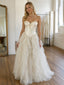 Elegant Ivory Bow Strapless A-line Tiered Tulle Prom Dress, PD28231237
