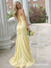 Elegant Yellow Strapless Ruffles Corset Prom Dress with Slit, PD382266