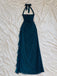 Vintage Blue Halter Ruffles Tulle Prom Dress, Evening Dress, PD28231257