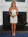 Sparkly White Beaded Strapless Short Homecoming Dress, HC382314