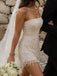Sparkly Pearl Beaded Fringe Bridal Mini Dress, HC382314