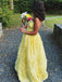 Gorgeous Yellow Strapless Pleated A-line Tulle Prom Dress, Evening Gown, PD382289