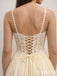 Elegant Yellow Chiffon A-line Prom Dress with Lace Applques, Evening Dress, PD3823044