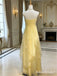 Elegant Yellow Halter A-line Long Prom Dress - Sample Sale