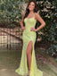 Sparkly YellowSequins High Slit Long Mermaid Prom Dress, Evening Dress, PD381939