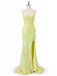 Sparkly YellowSequins High Slit Long Mermaid Prom Dress, Evening Dress, PD381939