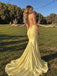 Sparkly Yellow Sequins V-neck Mermaid Prom Dress, Evening Dress, PD3823040