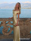 Elegant Yellow Off the Shoulder Backless Mermaid Long Prom Dress, Evening Gown, PD381873