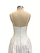 Elegant Ivory Satin V-neck A-line Wedding Dress, WD3119