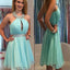 Halter Mint Green off shoulder Chiffon homecoming dresses, BD00182