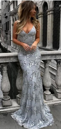 Lace Popular Fashion Mermaid Unique Prom Dresses, PD0313