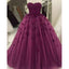 Burgundy Appliques Sweetheart Floor-Length Unique Charming Wedding Dresses, WD0205