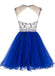 Sexy Open back Royal Blue Short Tulle homecoming prom dresses, CM0008