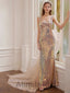 Elegant Strapless Sleeveless Sheath Long Prom Dress, PD3595